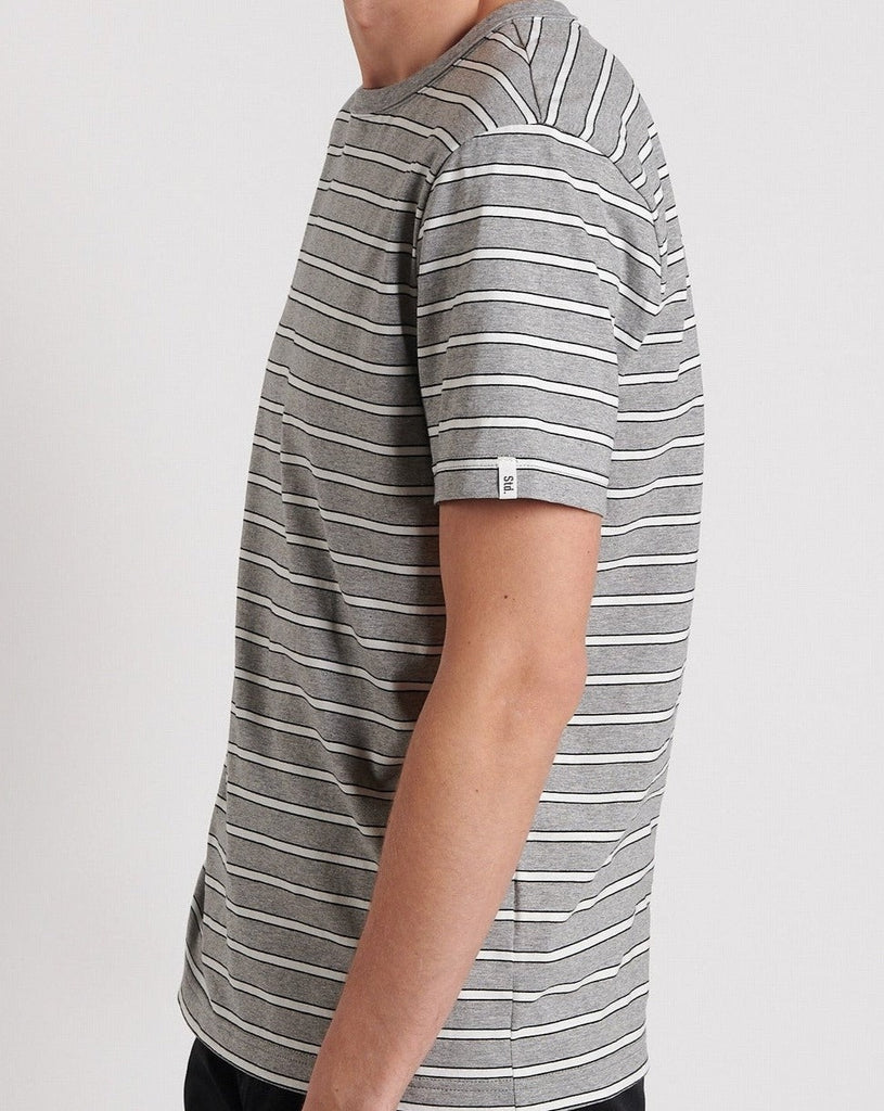 Maison Standards - T-Shirt Coton Organique - Rayé Gris - Homme
