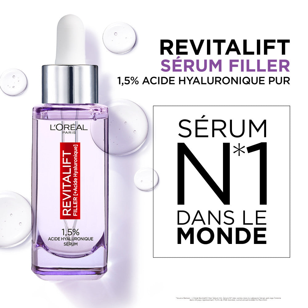 L'Oréal Paris - Coffret Cadeau Femme Luxe - 1 Sérum Filler Anti-Rides Acide Hyaluronique + 1 Mascara Noir Huile De Ricin Lash Para