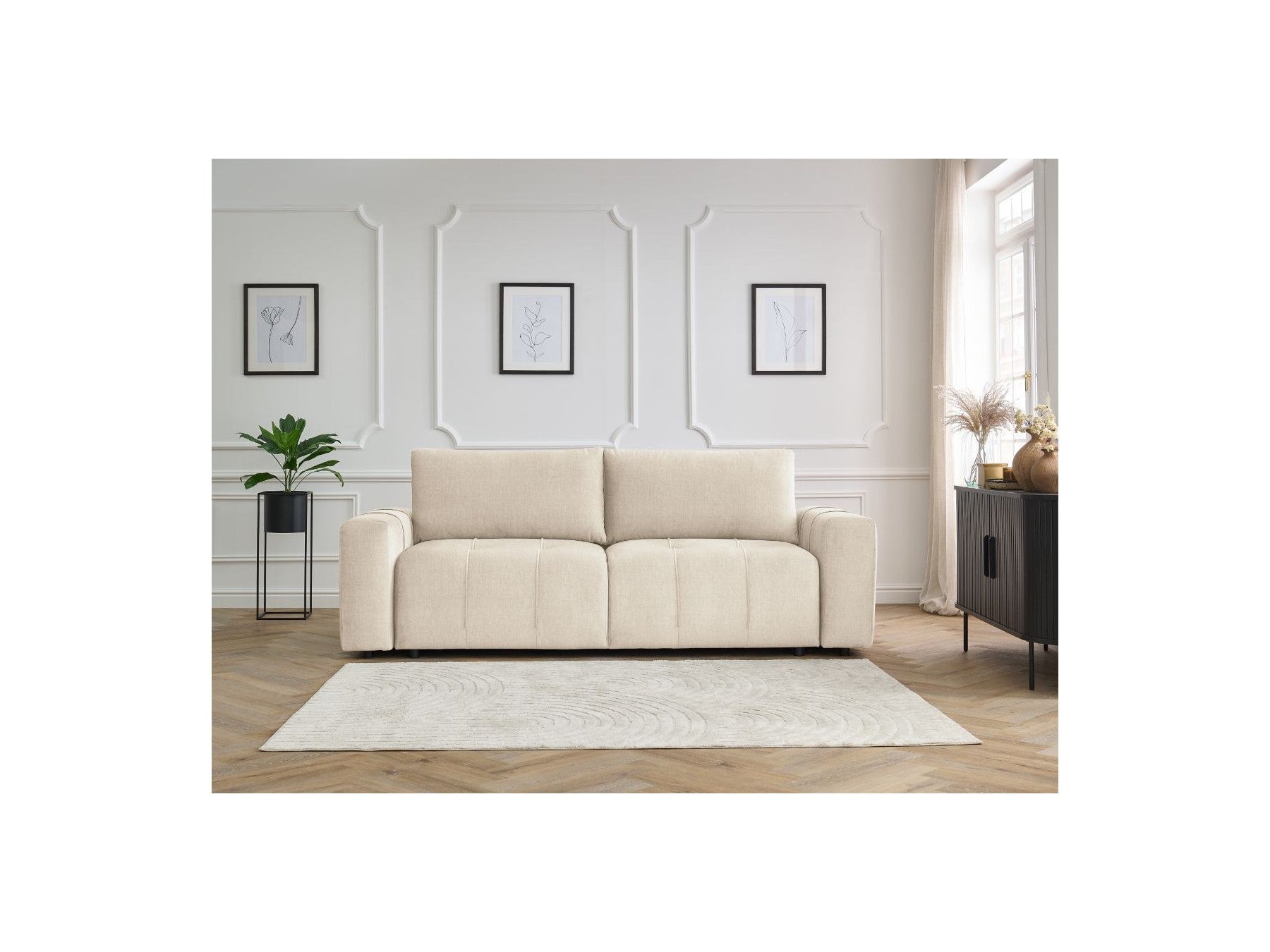 Arsene - Canapé Droit Convertible Coffre - Tissu Velours