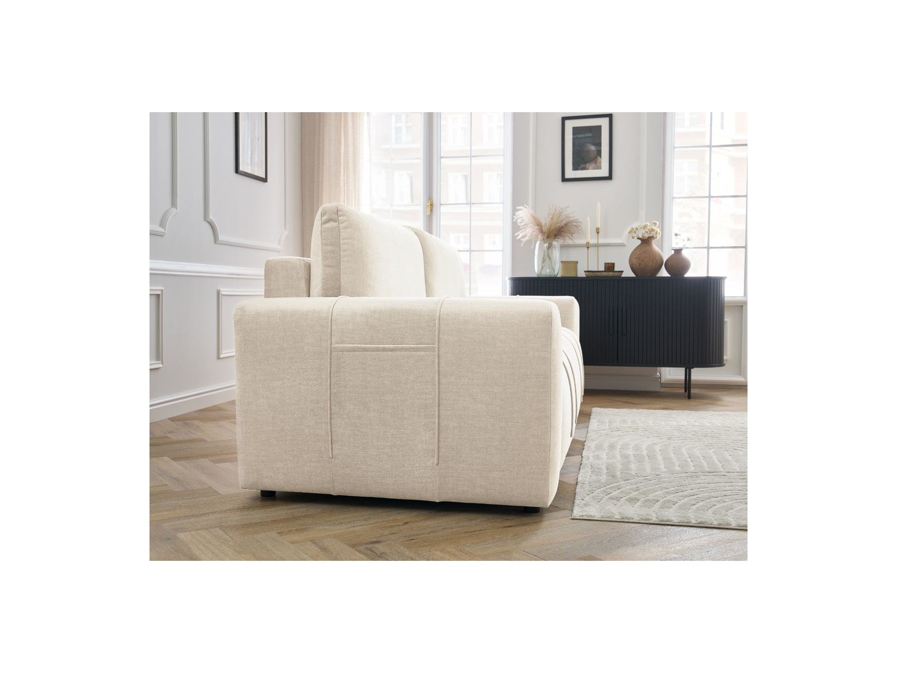Arsene - Canapé Droit Convertible Coffre - Tissu Velours