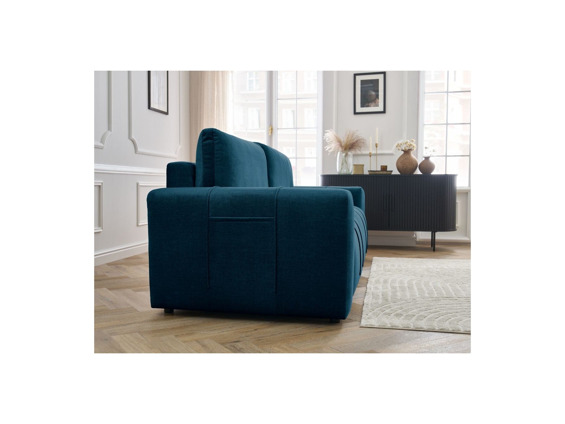 Arsene - Canapé Droit Convertible Coffre - Tissu Velours