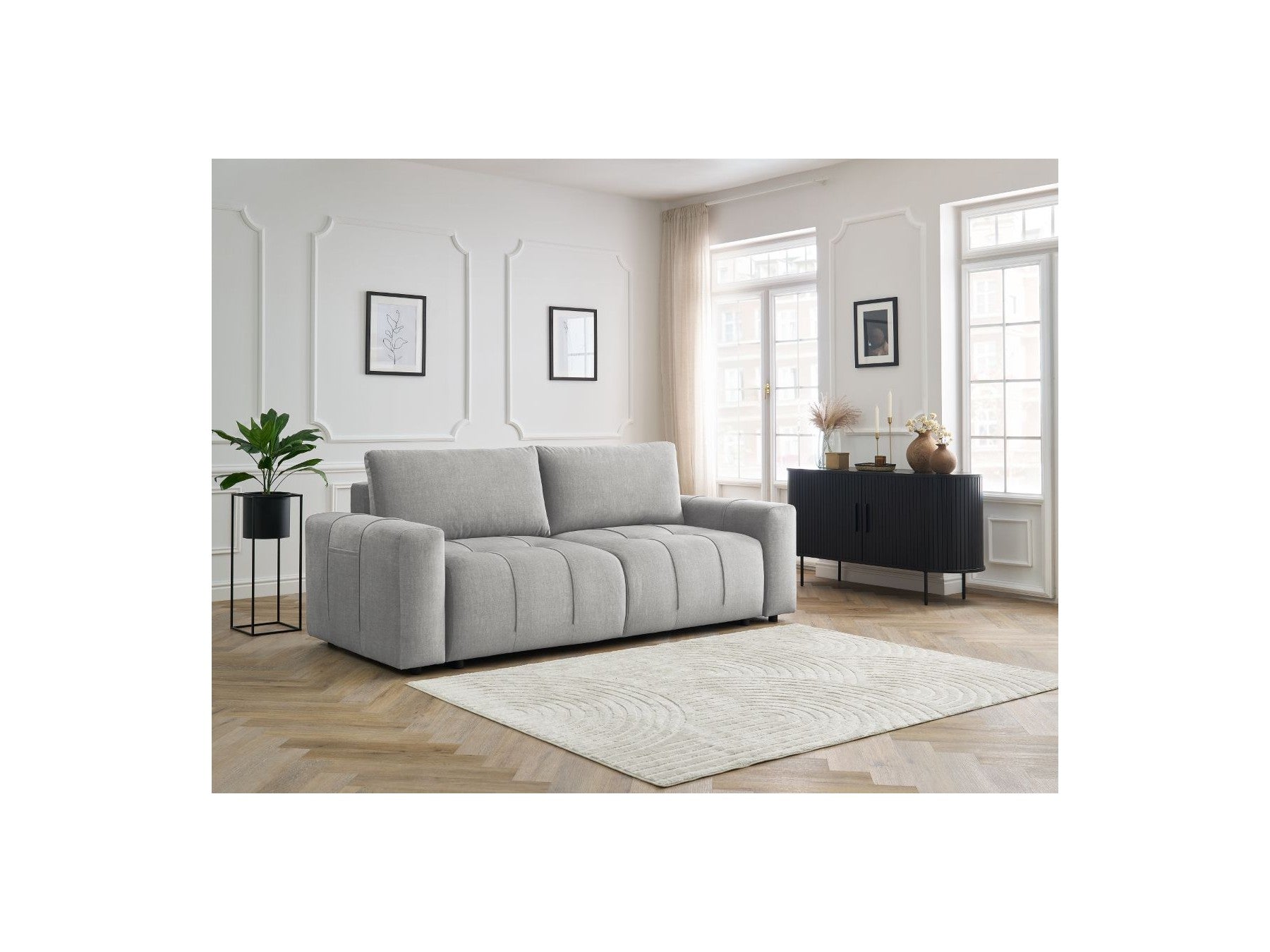 Arsene - Canapé Droit Convertible Coffre - Tissu Velours