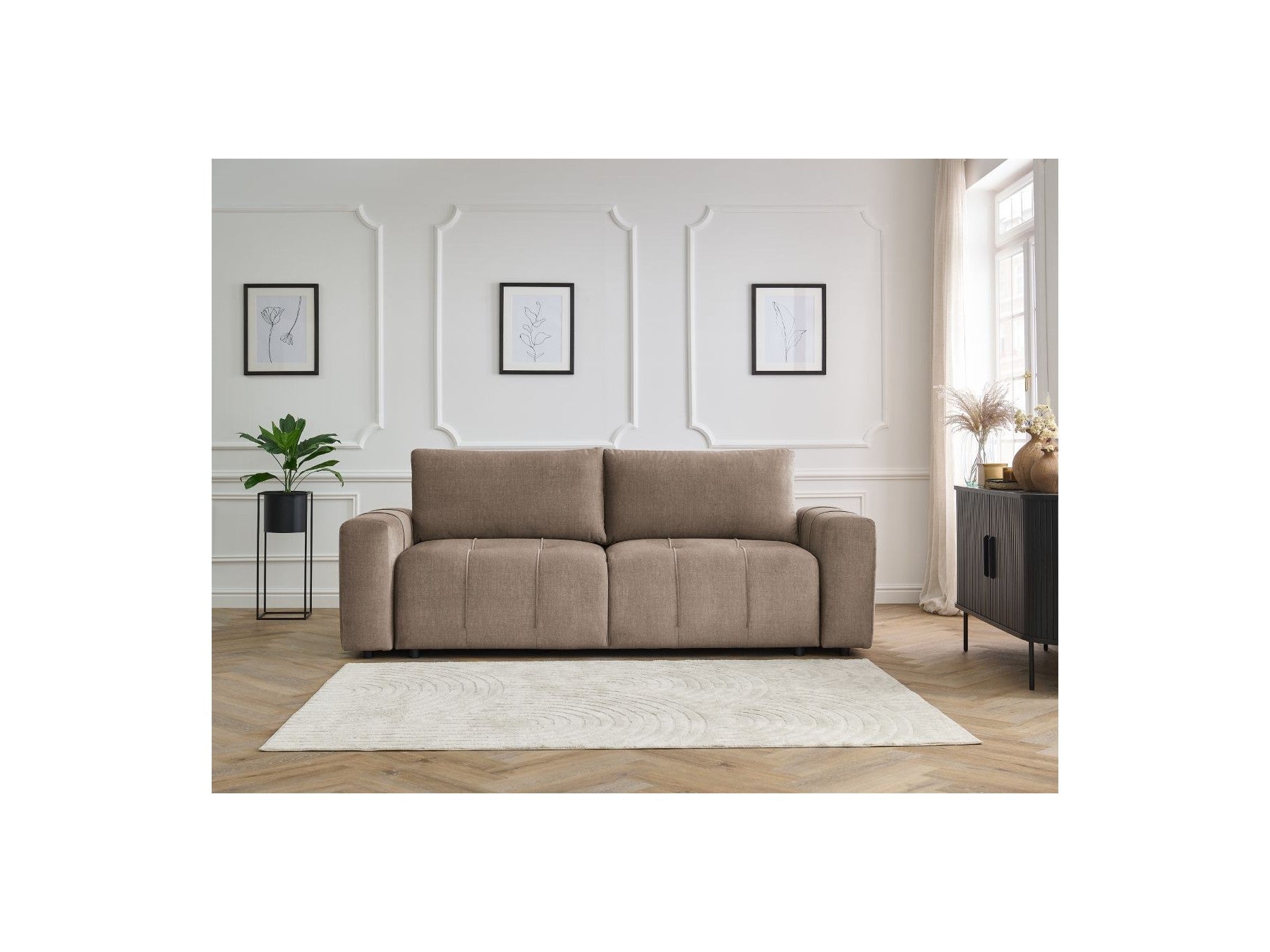 Arsene - Canapé Droit Convertible Coffre - Tissu Velours