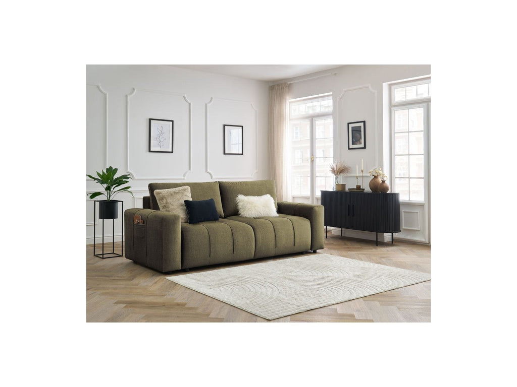 Arsene - Canapé Droit Convertible Coffre - Tissu Velours