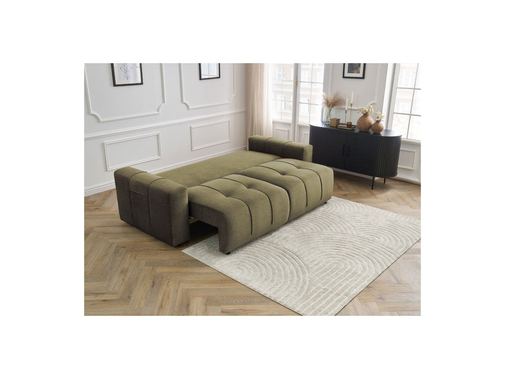 Arsene - Canapé Droit Convertible Coffre - Tissu Velours