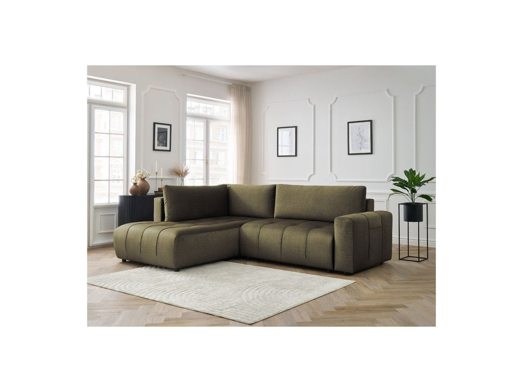Arsene - Canapé D'Angle L Convertible Coffre - Velours - Angle Gauche