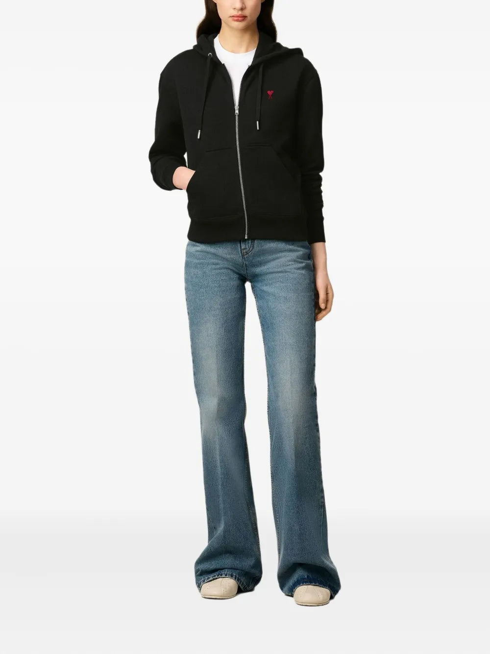 Ami Paris - Sweat À Capuche Zippé Ami De Coeur – Noir