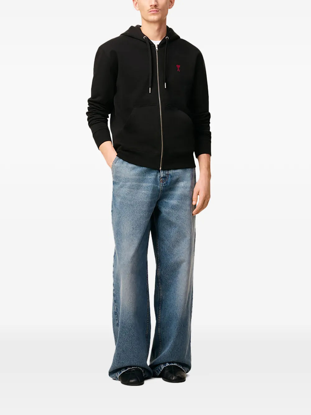 Ami Paris - Sweat À Capuche Zippé Ami De Coeur – Noir