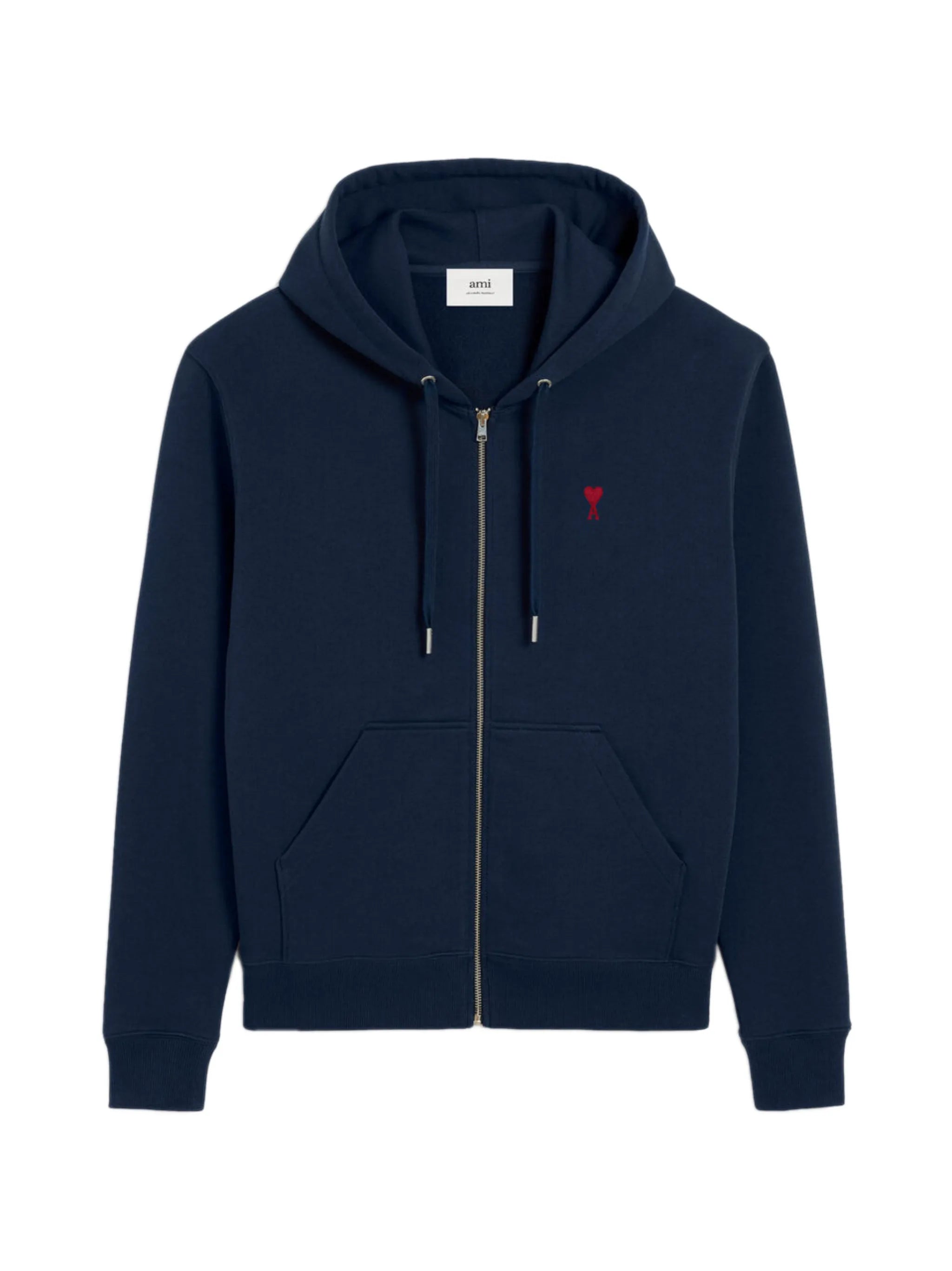 Ami Paris - Sweat À Capuche Zippé Ami De Coeur – Navy