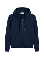 Ami Paris - Sweat À Capuche Zippé Ami De Coeur – Navy