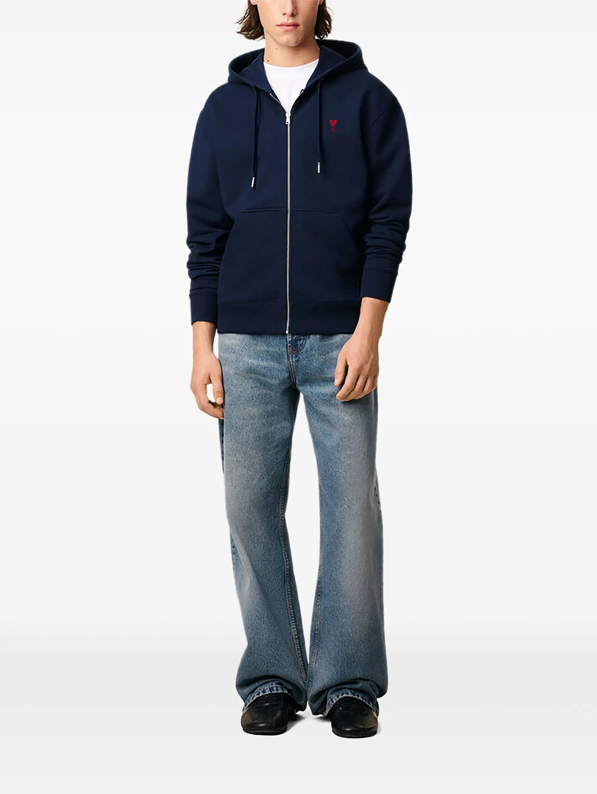 Ami Paris - Sweat À Capuche Zippé Ami De Coeur – Navy