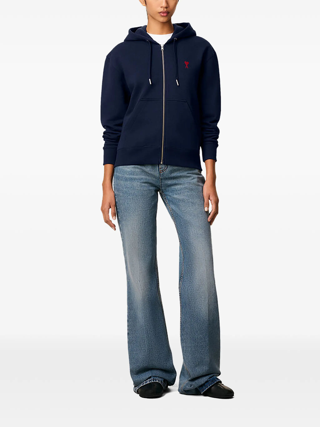 Ami Paris - Sweat À Capuche Zippé Ami De Coeur – Navy