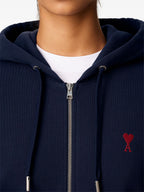 Ami Paris - Sweat À Capuche Zippé Ami De Coeur – Navy