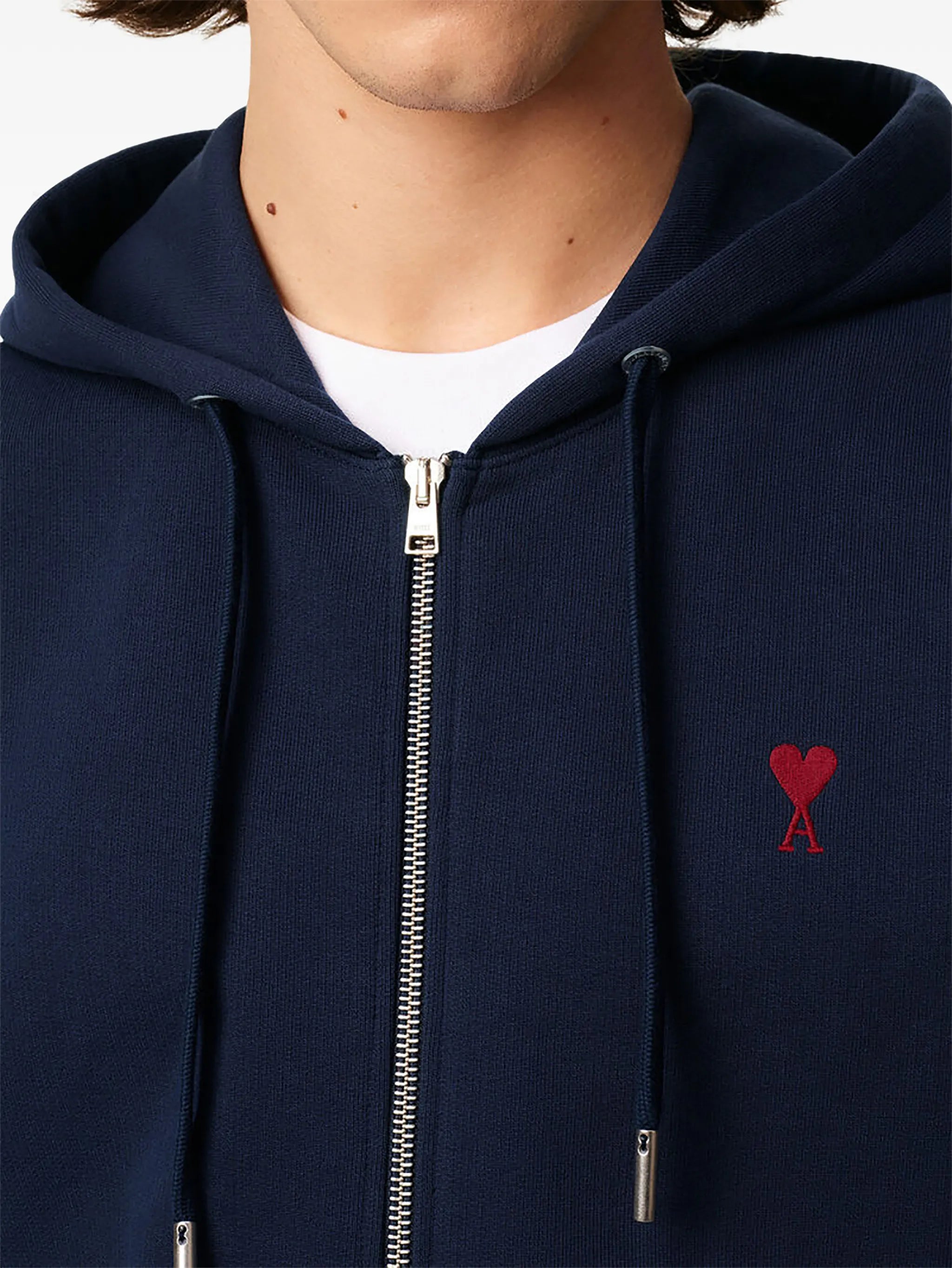 Ami Paris - Sweat À Capuche Zippé Ami De Coeur – Navy