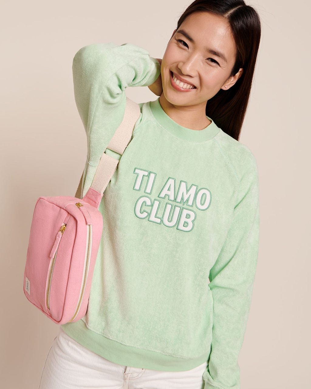 Le Sweat Ti Amo Club Femme En Éponge - Vert