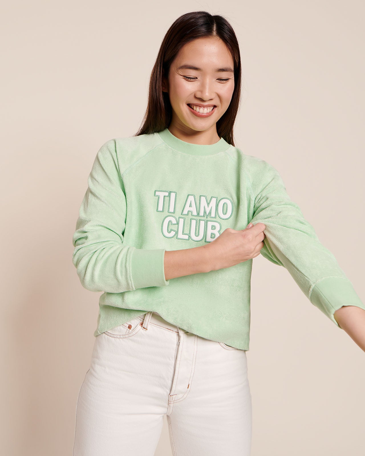 Le Sweat Ti Amo Club Femme En Éponge - Vert