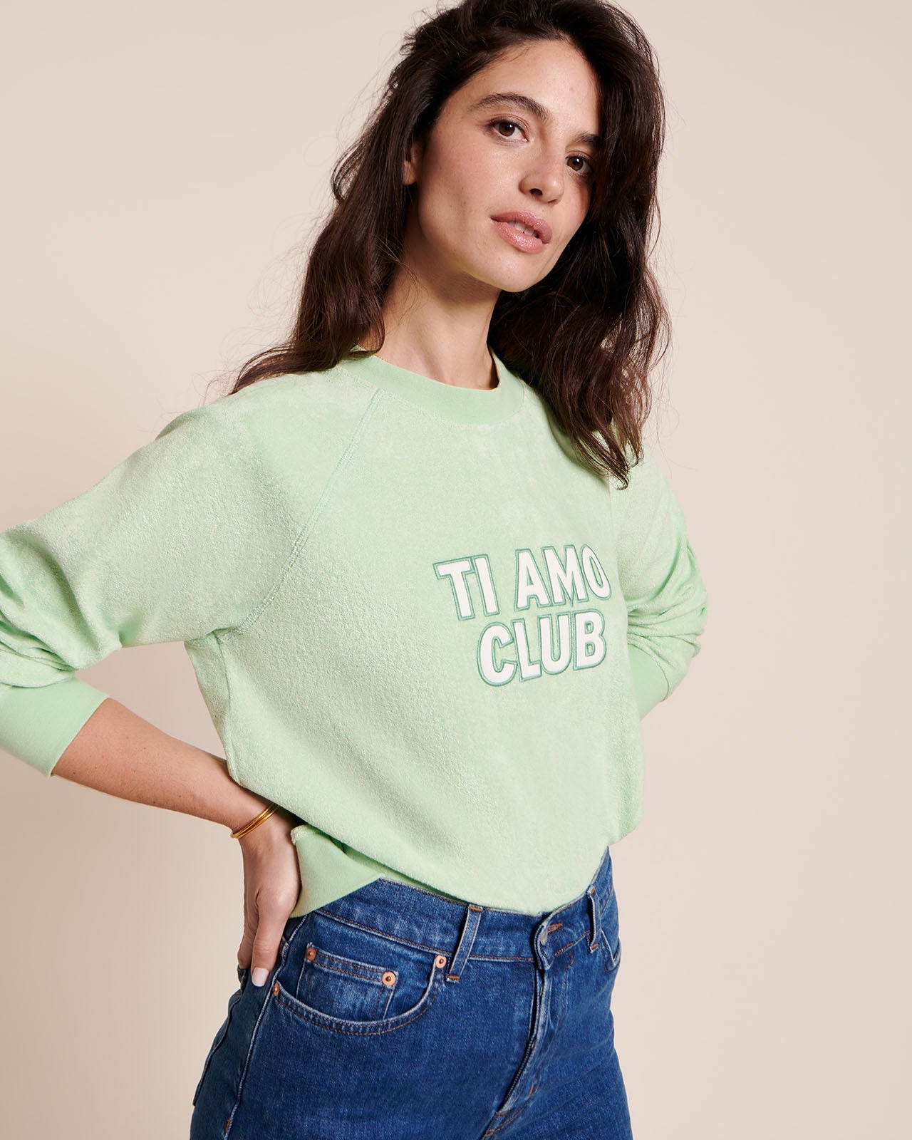 Le Sweat Ti Amo Club Femme En Éponge - Vert