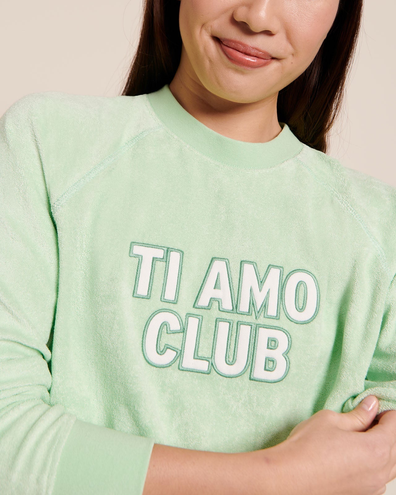 Le Sweat Ti Amo Club Femme En Éponge - Vert