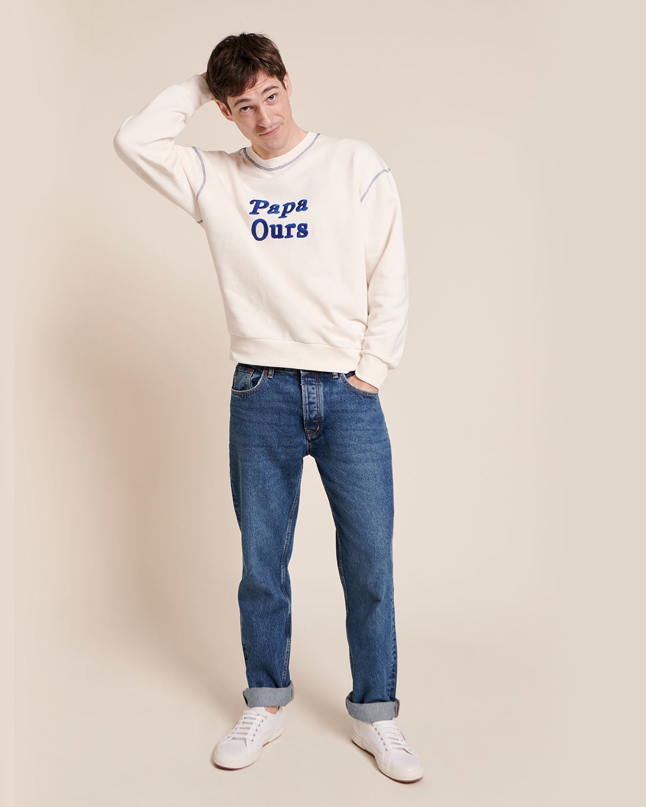 Le Sweat Papa Ours En Coton Bio - Blanc