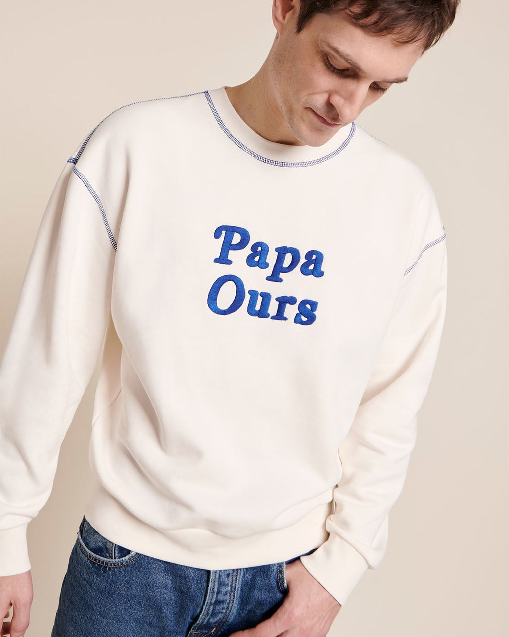 Le Sweat Papa Ours En Coton Bio - Blanc