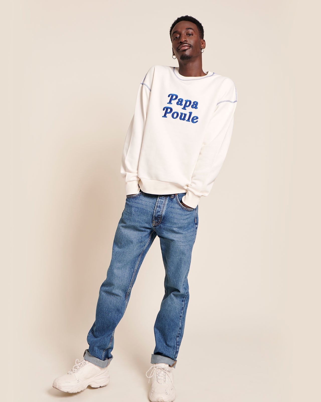 Le Sweat Papa Poule En Coton Bio - Blanc