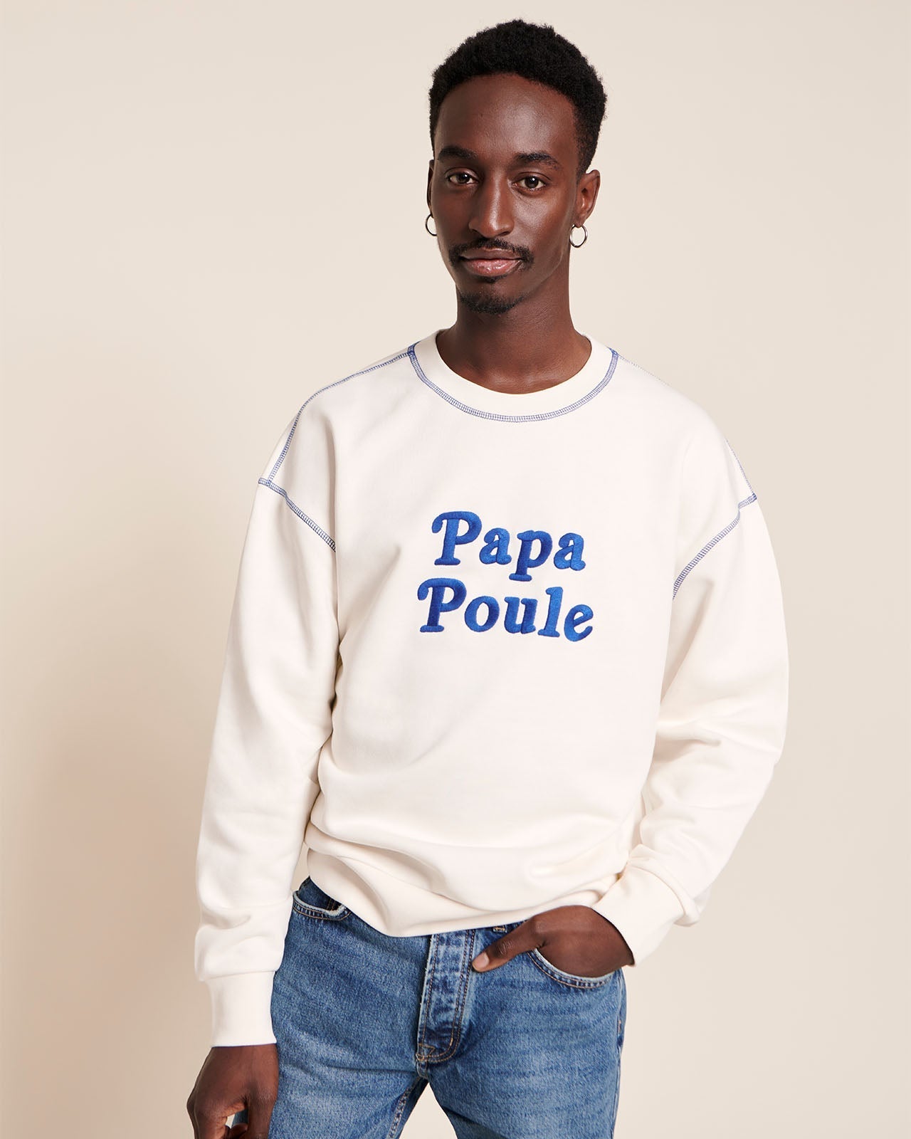 Le Sweat Papa Poule En Coton Bio - Blanc