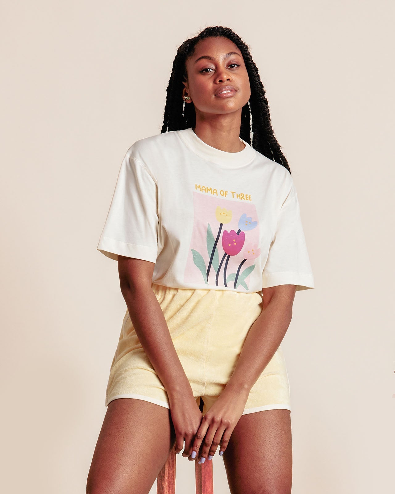 Le T-Shirt Mama Of Three En Coton Bio - Tulipes