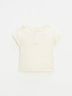 Natalys - T-Shirt Manches Courtes Craie - Fille