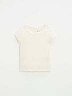 Natalys - T-Shirt Manches Courtes Craie - Fille