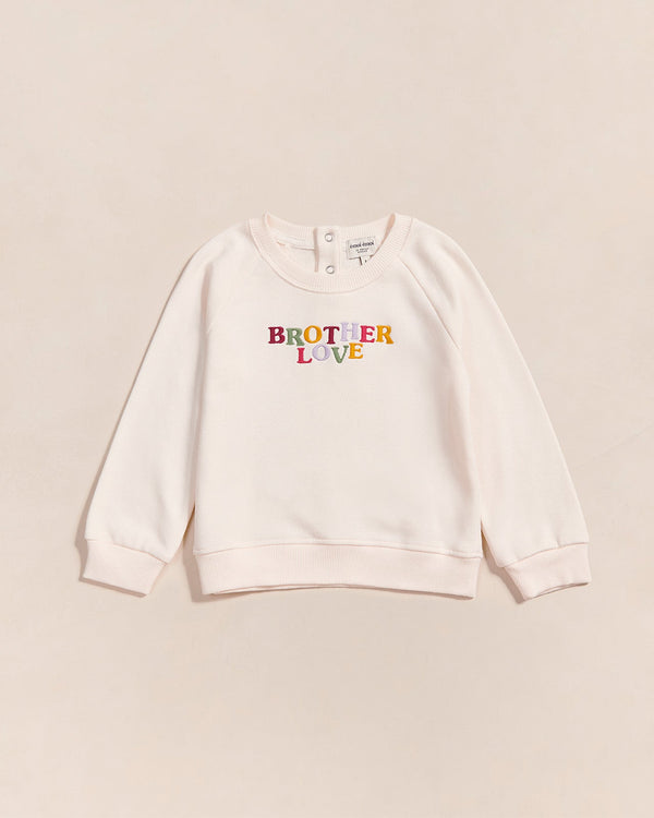 Le Sweat Brodé Brother Love En Coton Bio - Crème