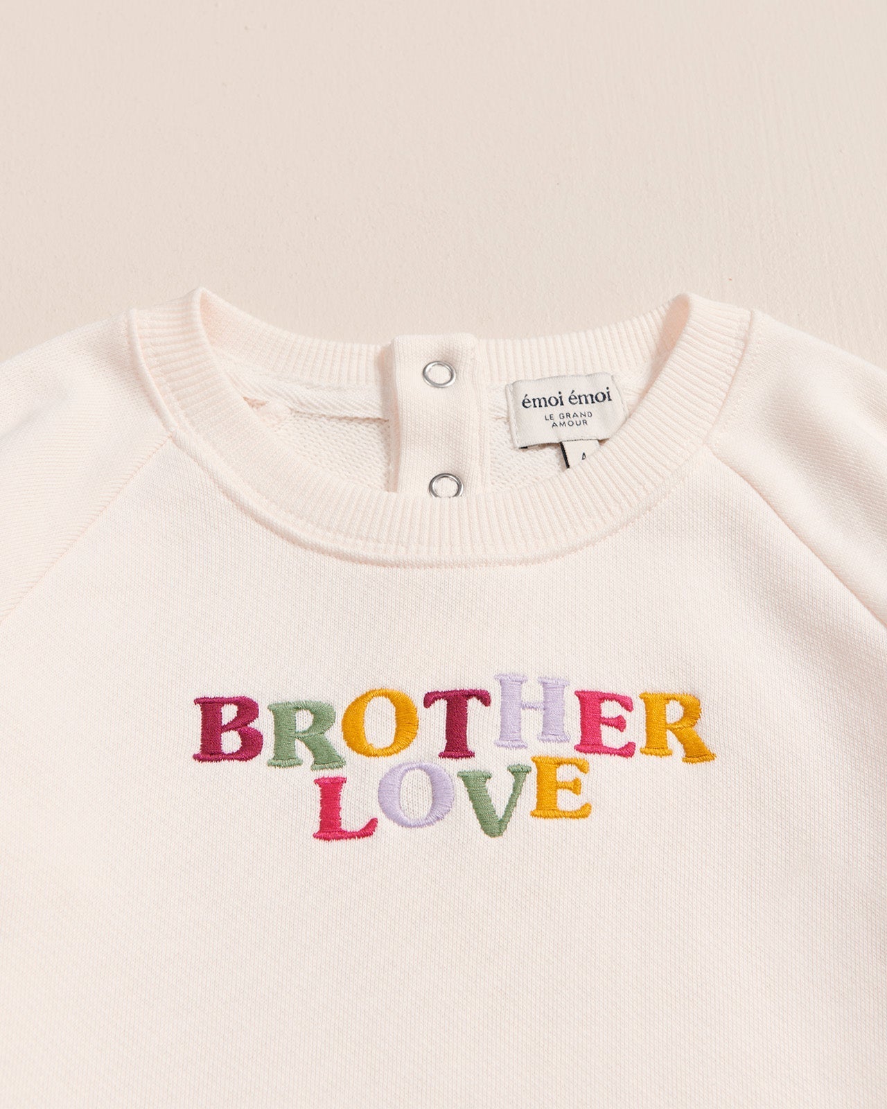 Le Sweat Brodé Brother Love En Coton Bio - Crème