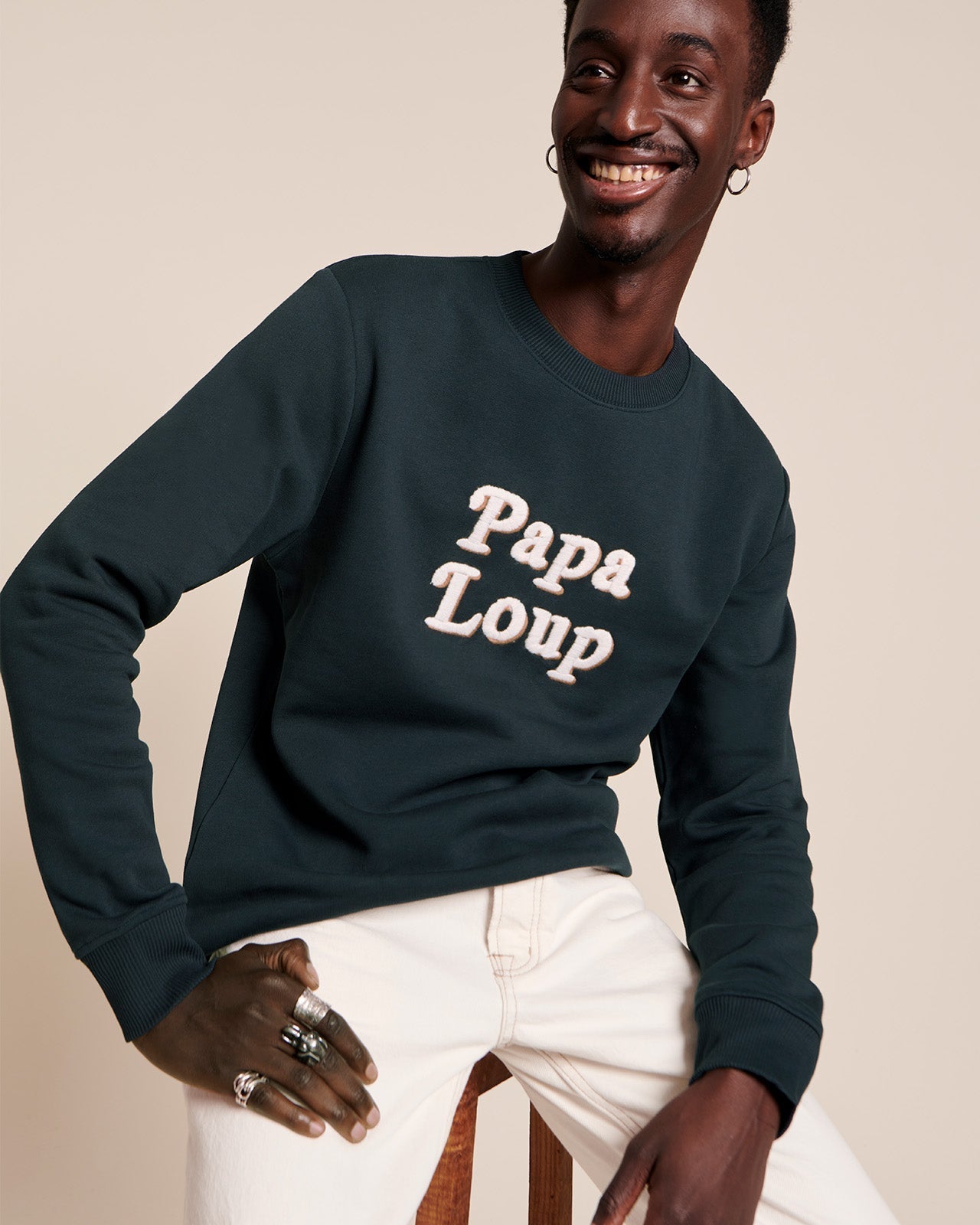 Le Sweat Papa Loup En Coton Bio - Charbon