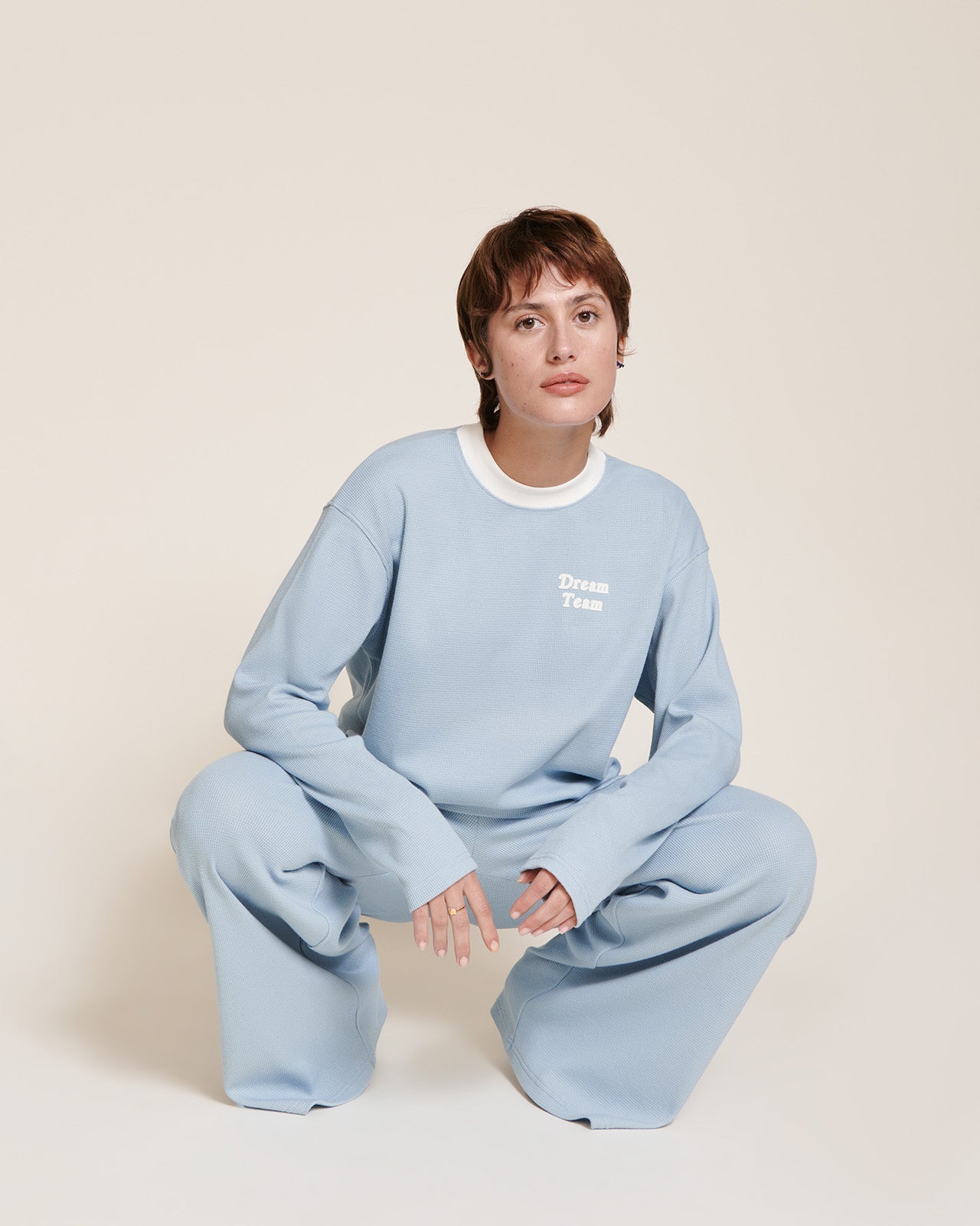 Le Haut De Pyjama Dream Team Femme En Coton Bio Nid D'Abeille - Bleu