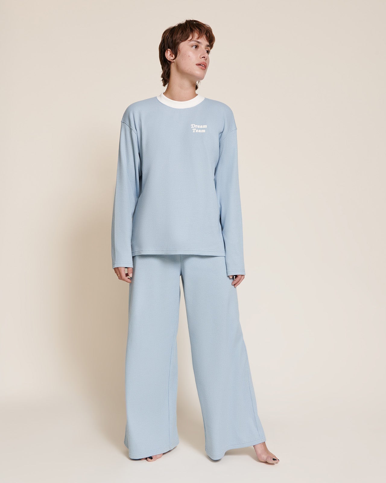 Le Haut De Pyjama Dream Team Femme En Coton Bio Nid D'Abeille - Bleu