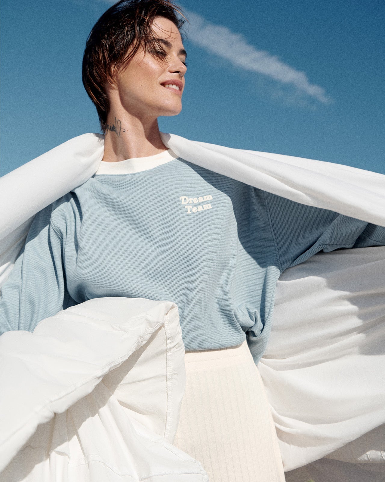 Le Haut De Pyjama Dream Team Femme En Coton Bio Nid D'Abeille - Bleu