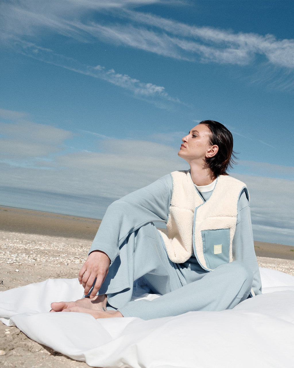 Le Haut De Pyjama Dream Team Femme En Coton Bio Nid D'Abeille - Bleu