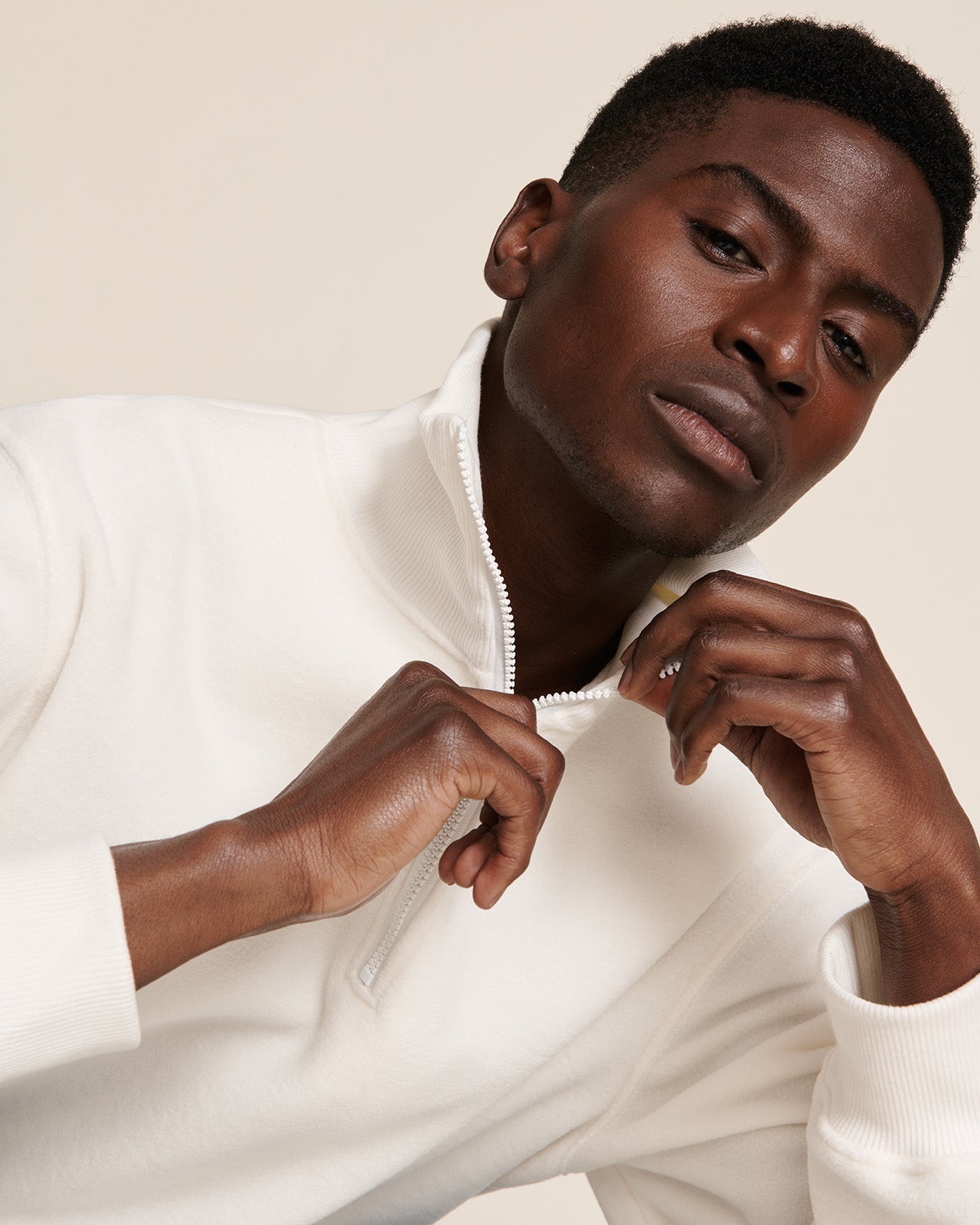 Le Sweat Stanny En Polaire Recyclée Et Col Zippé - Blanc