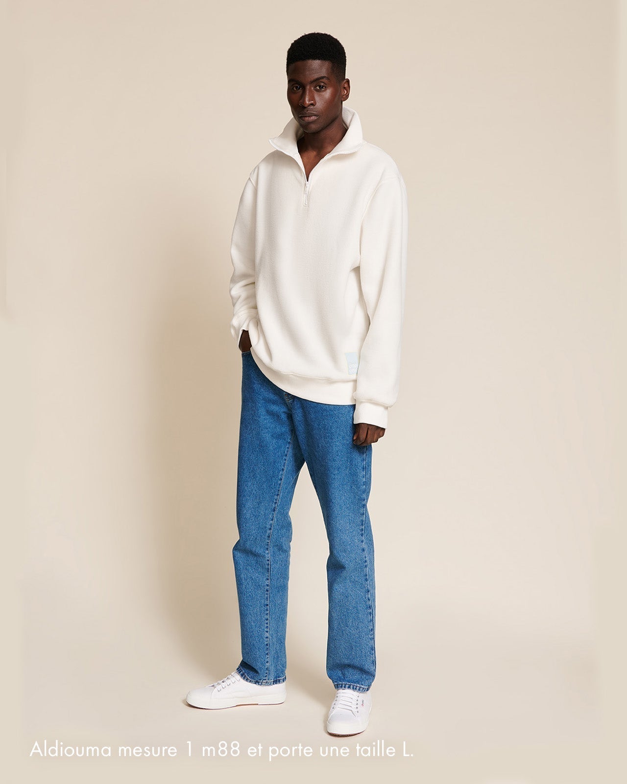 Le Sweat Stanny En Polaire Recyclée Et Col Zippé - Blanc