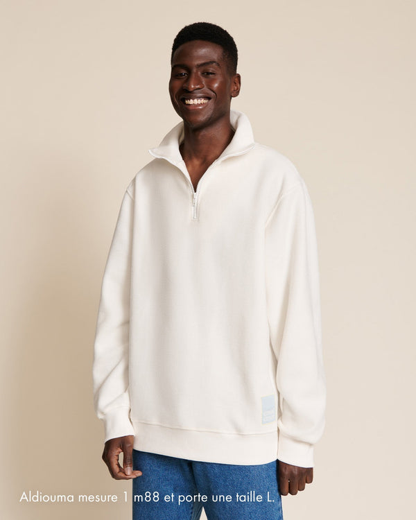 Le Sweat Stanny En Polaire Recyclée Et Col Zippé - Blanc