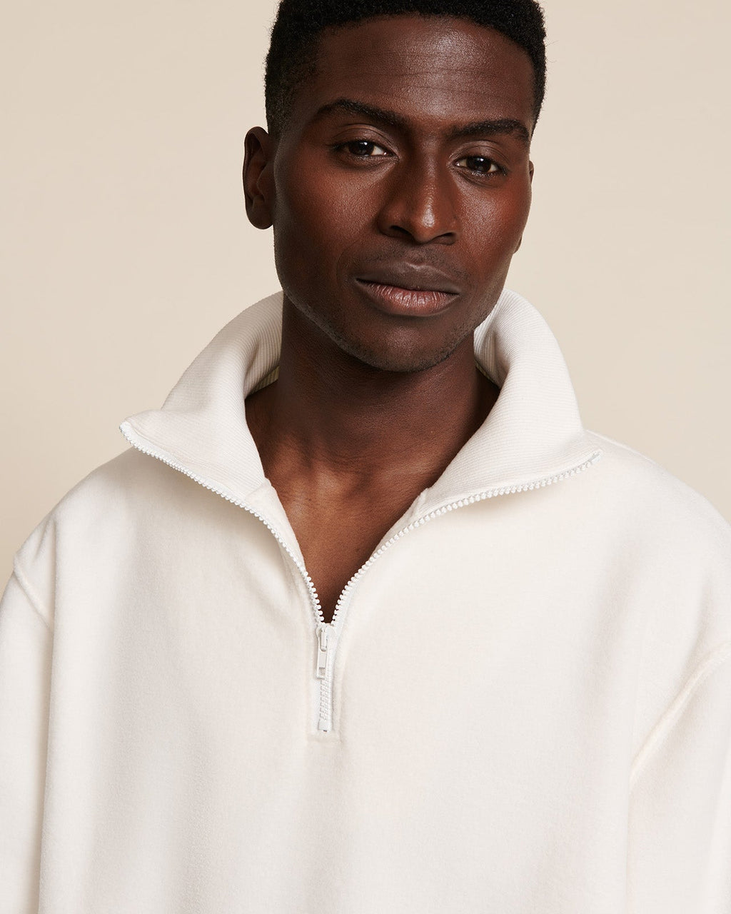Le Sweat Stanny En Polaire Recyclée Et Col Zippé - Blanc