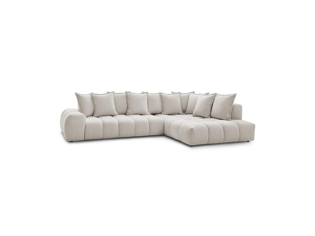Everest - Canapé D'Angle Fixe - Tissu Texturé - Angle Droit - 10 Coussins