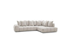 Everest - Canapé D'Angle Fixe - Tissu Texturé - Angle Droit - 10 Coussins