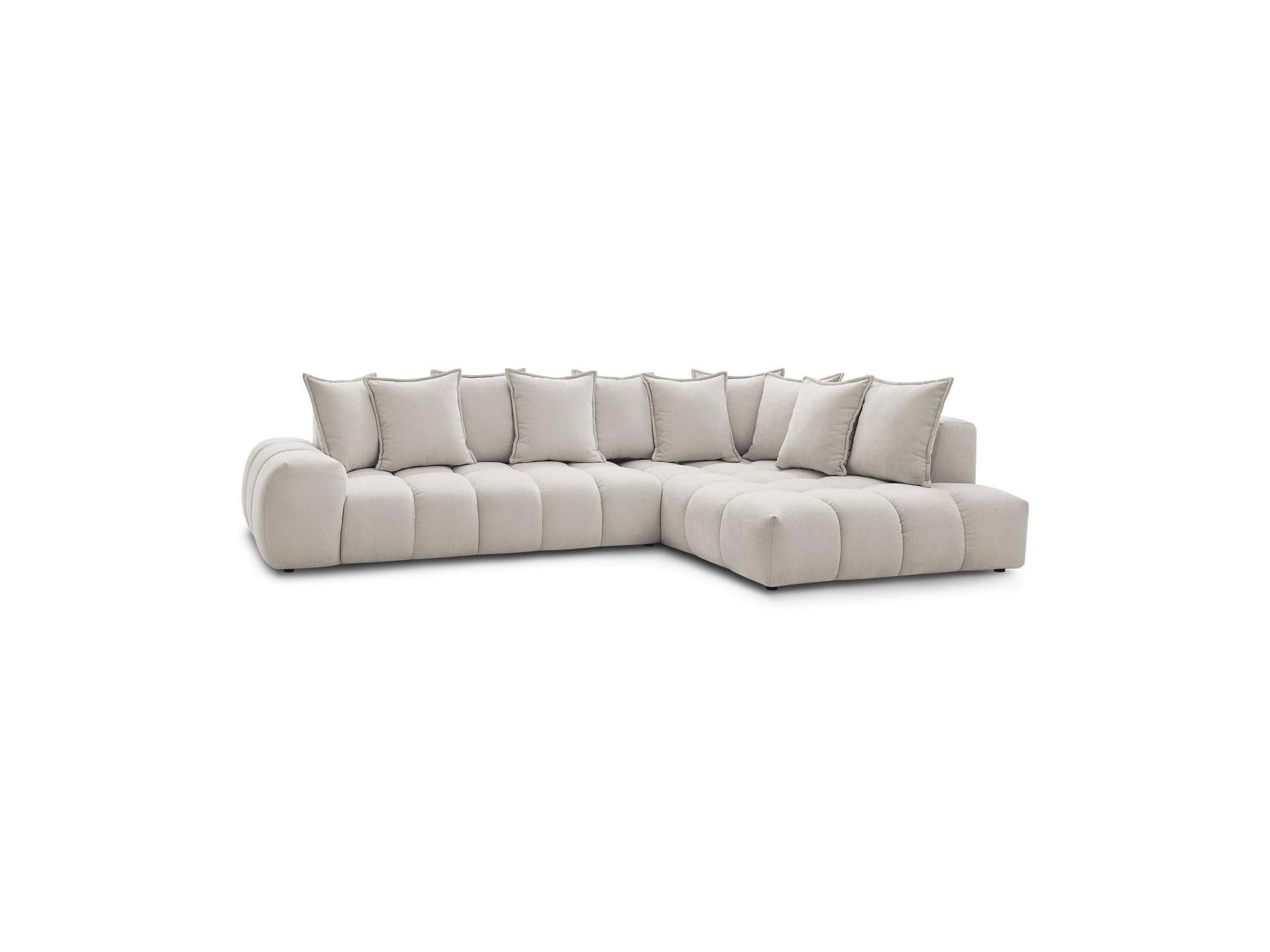 Everest - Canapé D'Angle Fixe - Tissu Texturé - Angle Droit - 10 Coussins