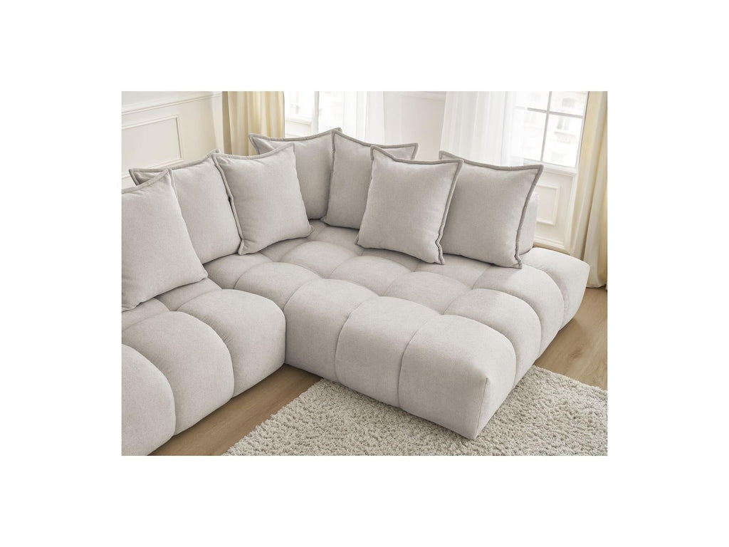 Everest - Canapé D'Angle Fixe - Tissu Texturé - Angle Droit - 10 Coussins