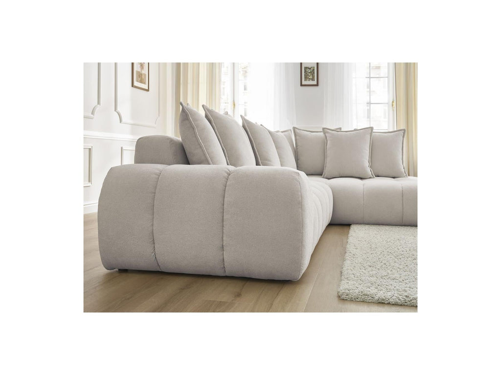 Everest - Canapé D'Angle Fixe - Tissu Texturé - Angle Droit - 10 Coussins
