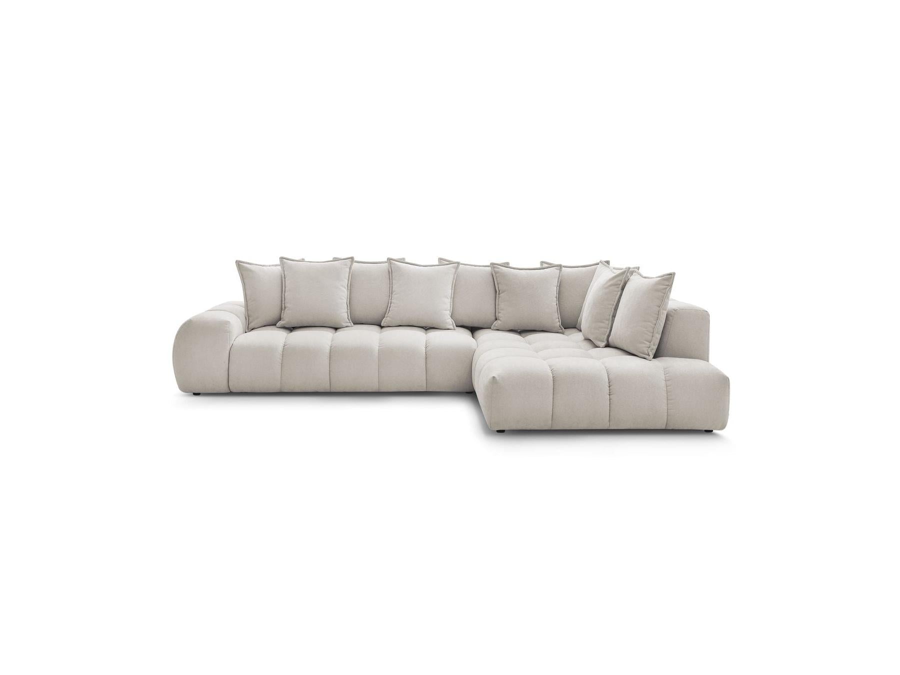 Everest - Canapé D'Angle Fixe - Tissu Texturé - Angle Droit - 10 Coussins