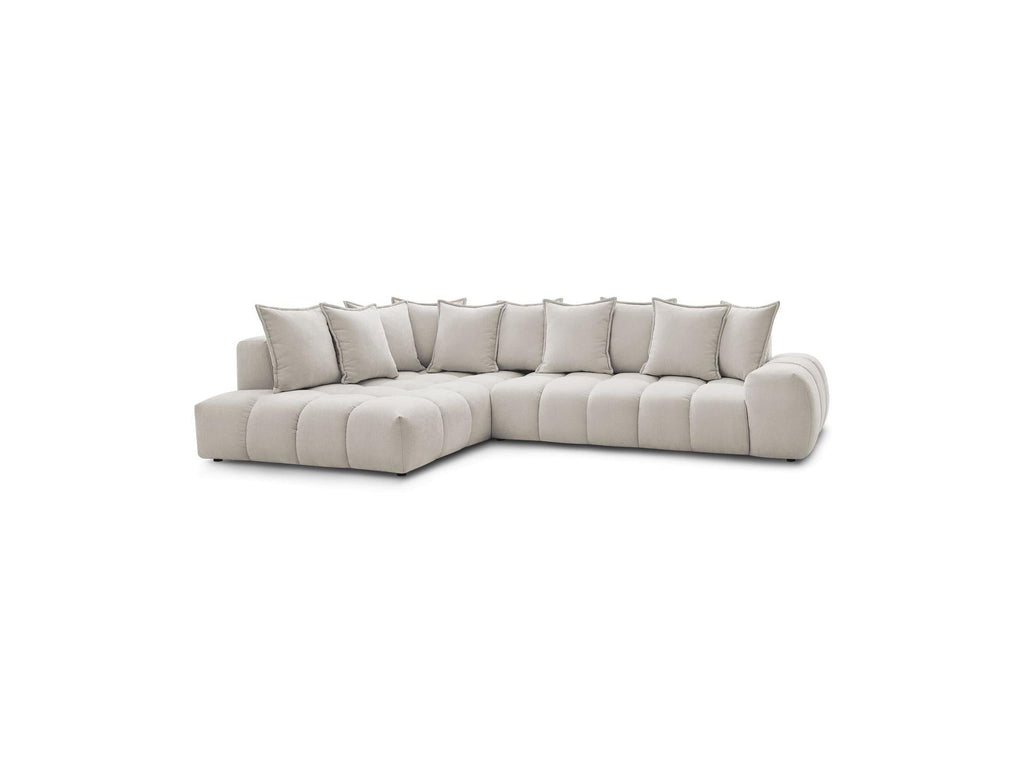 Everest - Canapé D'Angle Fixe - Tissu Texturé - Angle Gauche - 10 Coussins