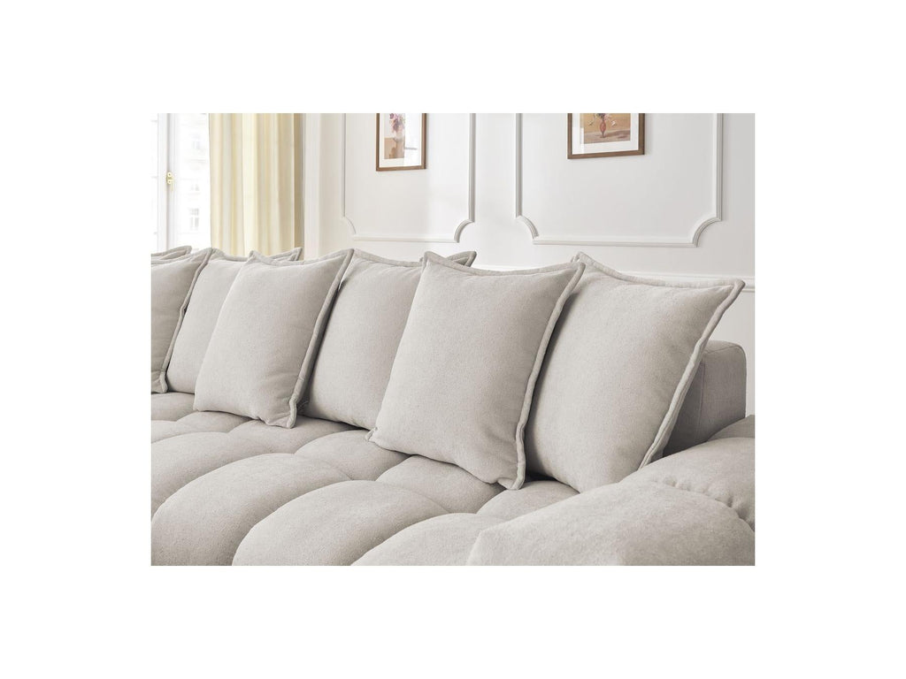 Everest - Canapé D'Angle Fixe - Tissu Texturé - Angle Gauche - 10 Coussins
