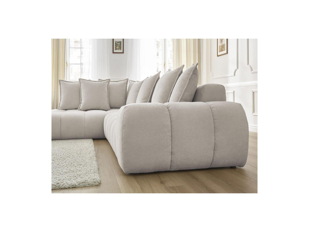 Everest - Canapé D'Angle Fixe - Tissu Texturé - Angle Gauche - 10 Coussins