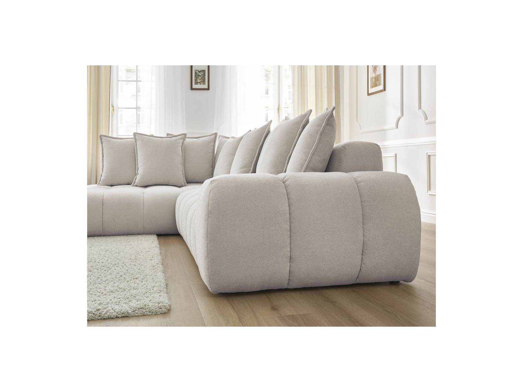 Everest - Canapé D'Angle Fixe - Tissu Texturé - Angle Gauche - 10 Coussins